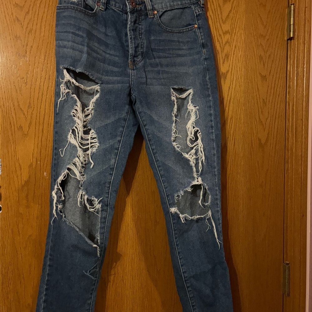 Distressed Blue Jeans